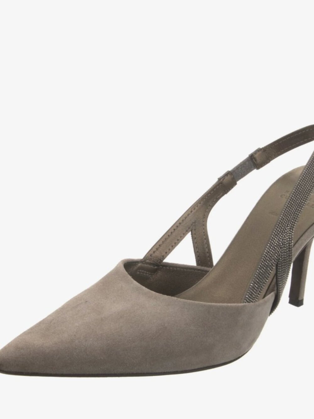 Brunello Cucinelli Suede Crystal Embellishments Slingback Pumps Size: 10.5